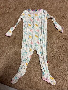 Magnetic Me White Unicorn & Star Print Footed One-Piece
